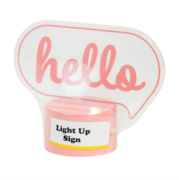 Accents | Nwt Pink Light Up Hello Sign | Poshmark